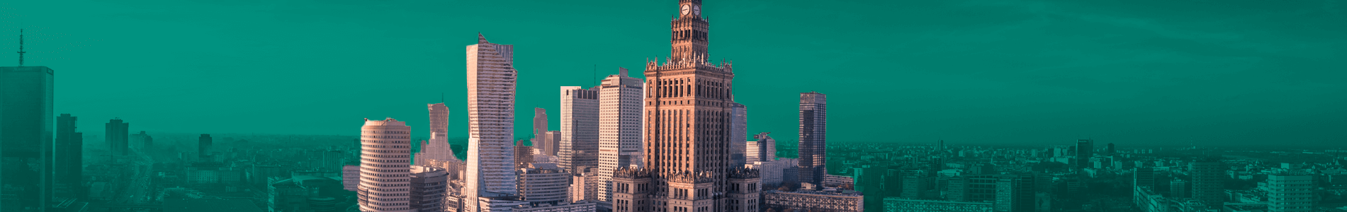 Warsaw on cyan background